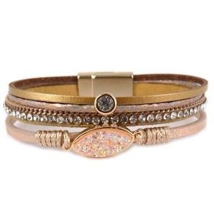 NATURAL DRUZY STONE MULTI-STRAND MAGNETIC BRACELET